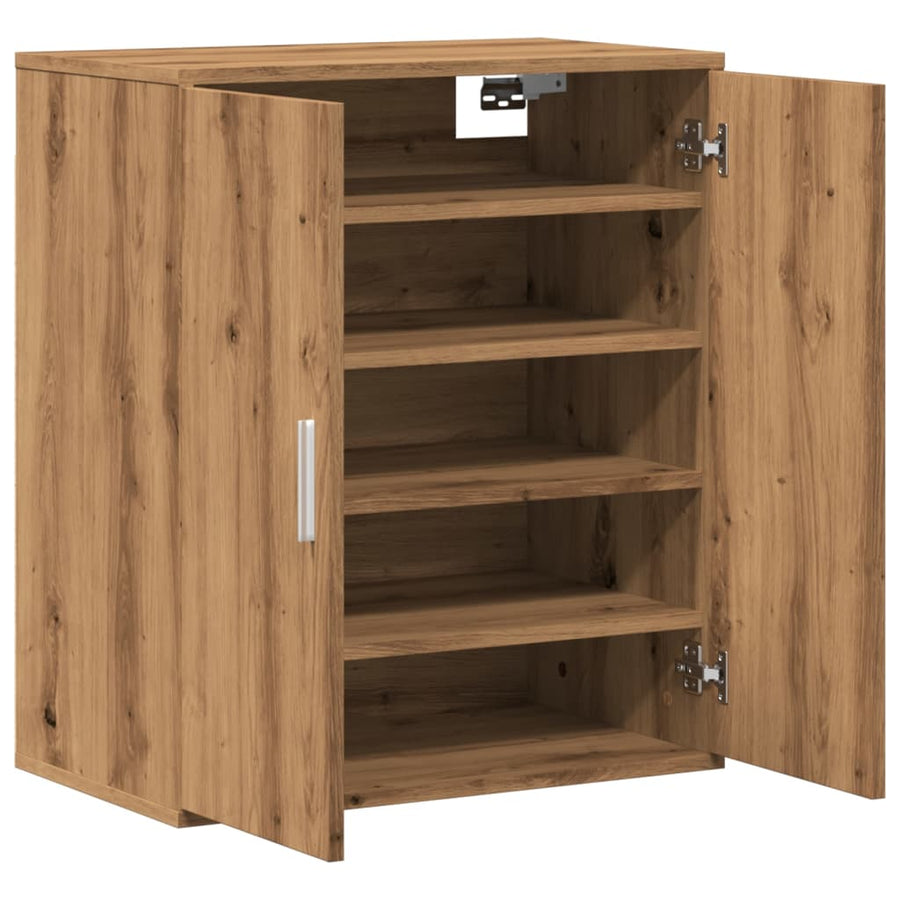 Schoenenkast 60x35x70 cm bewerkt hout artisanaal eikenkleur