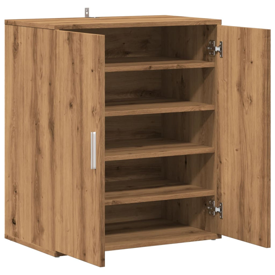 Schoenenkast 60x35x70 cm bewerkt hout artisanaal eikenkleur