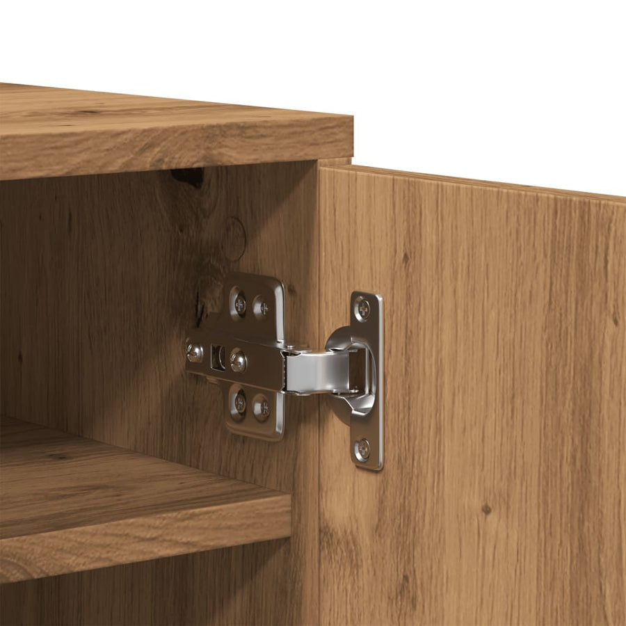 Schoenenkast 60x35x70 cm bewerkt hout artisanaal eikenkleur