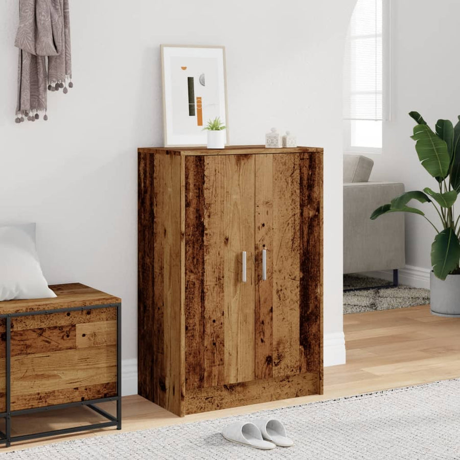 Schoenenkast 60x35x92 cm bewerkt hout oud houtkleurig
