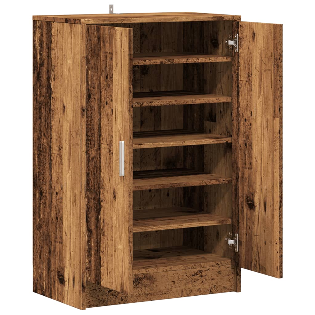 Schoenenkast 60x35x92 cm bewerkt hout oud houtkleurig