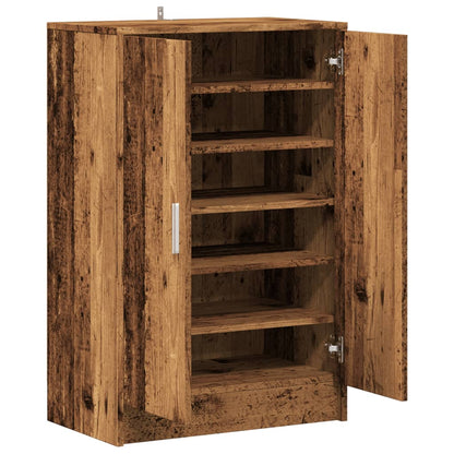 Schoenenkast 60x35x92 cm bewerkt hout oud houtkleurig