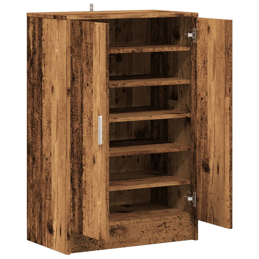 Schoenenkast 60x35x92 cm bewerkt hout oud houtkleurig