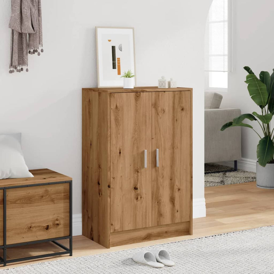 Schoenenkast 60x35x92 cm bewerkt hout artisanaal eikenkleur