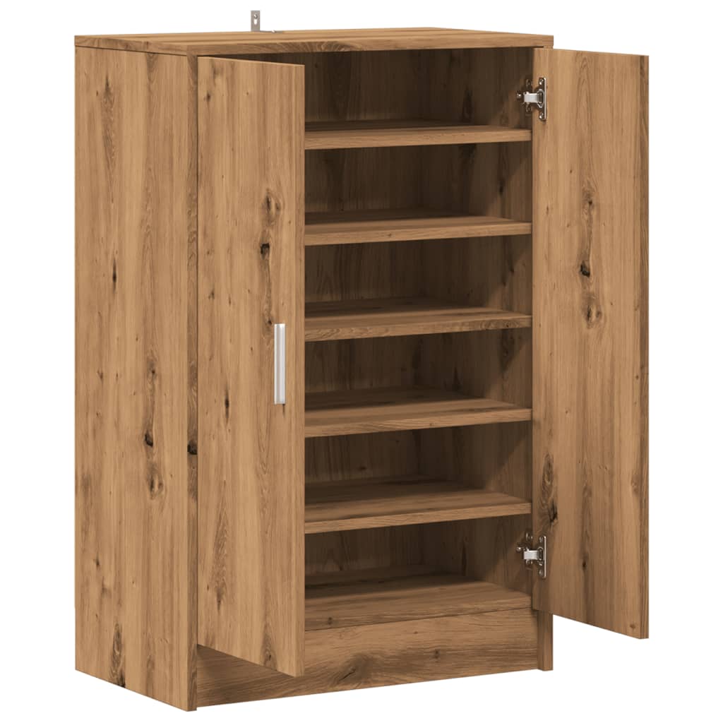 Schoenenkast 60x35x92 cm bewerkt hout artisanaal eikenkleur