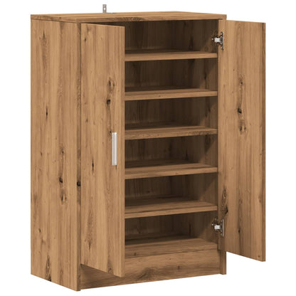 Schoenenkast 60x35x92 cm bewerkt hout artisanaal eikenkleur