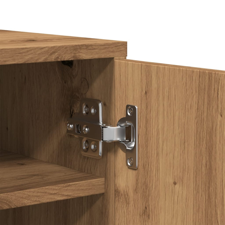Schoenenkast 60x35x92 cm bewerkt hout artisanaal eikenkleur