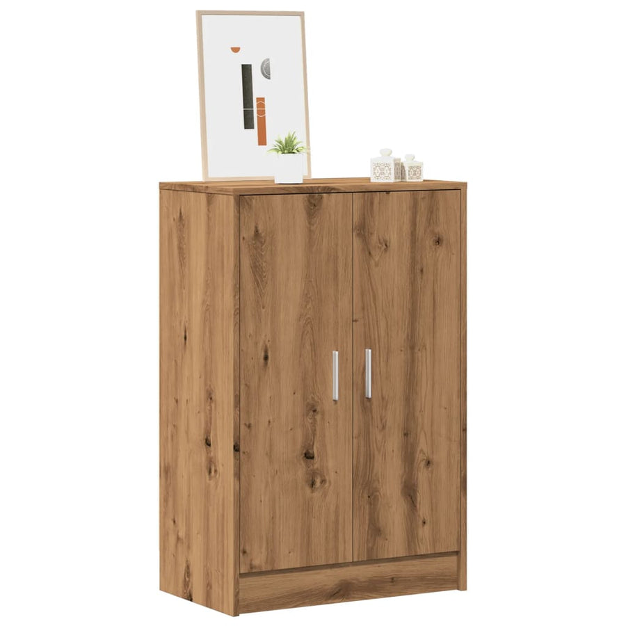 Schoenenkast 60x35x92 cm bewerkt hout artisanaal eikenkleur