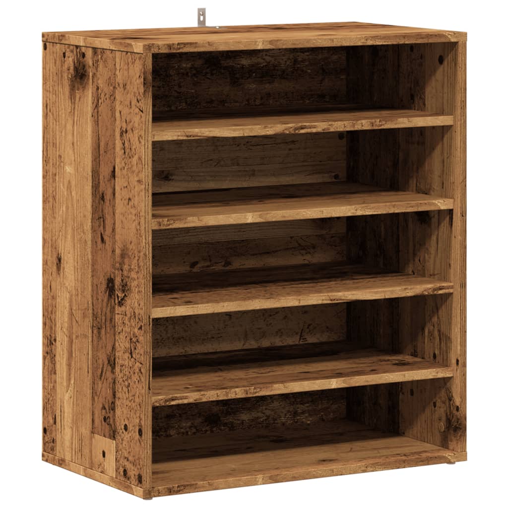 Schoenenkast 60x35x70 cm bewerkt hout oud houtkleurig
