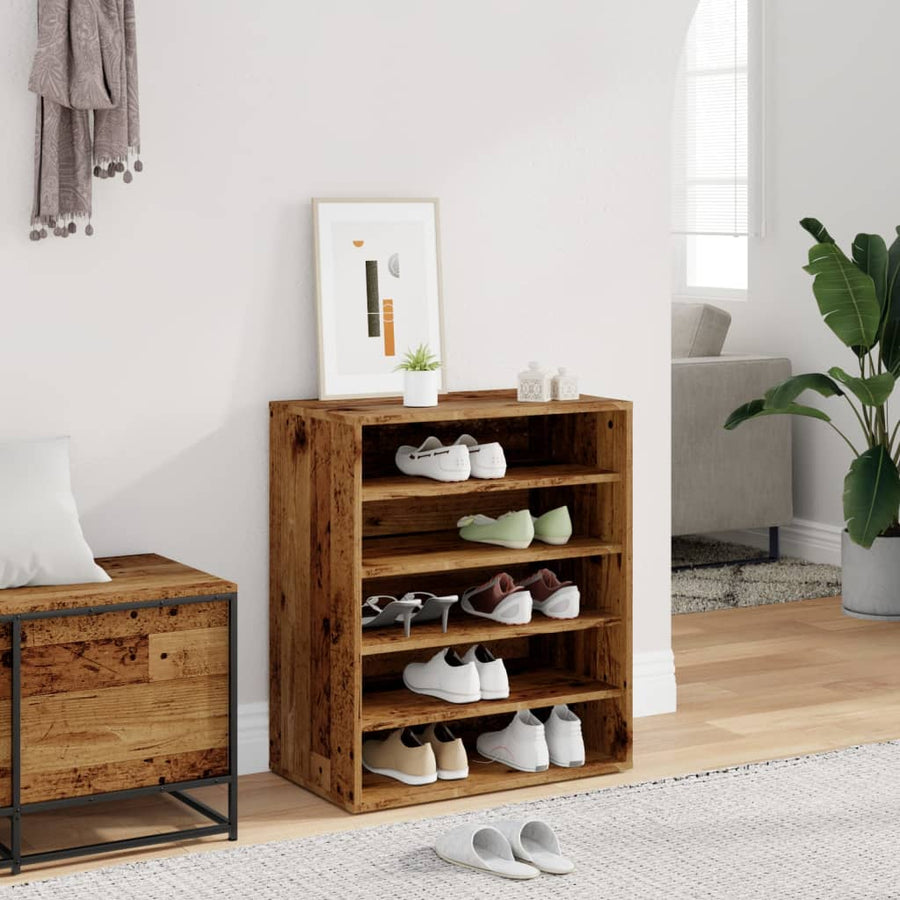 Schoenenkast 60x35x70 cm bewerkt hout oud houtkleurig