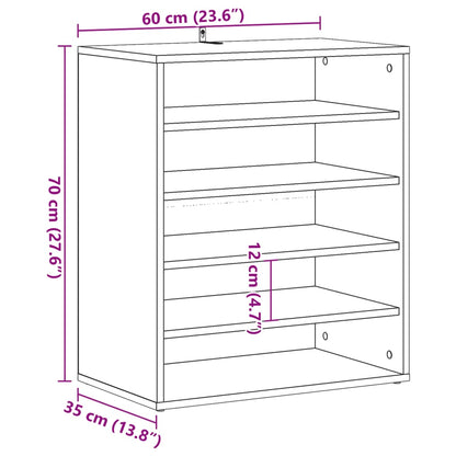 Schoenenkast 60x35x70 cm bewerkt hout oud houtkleurig