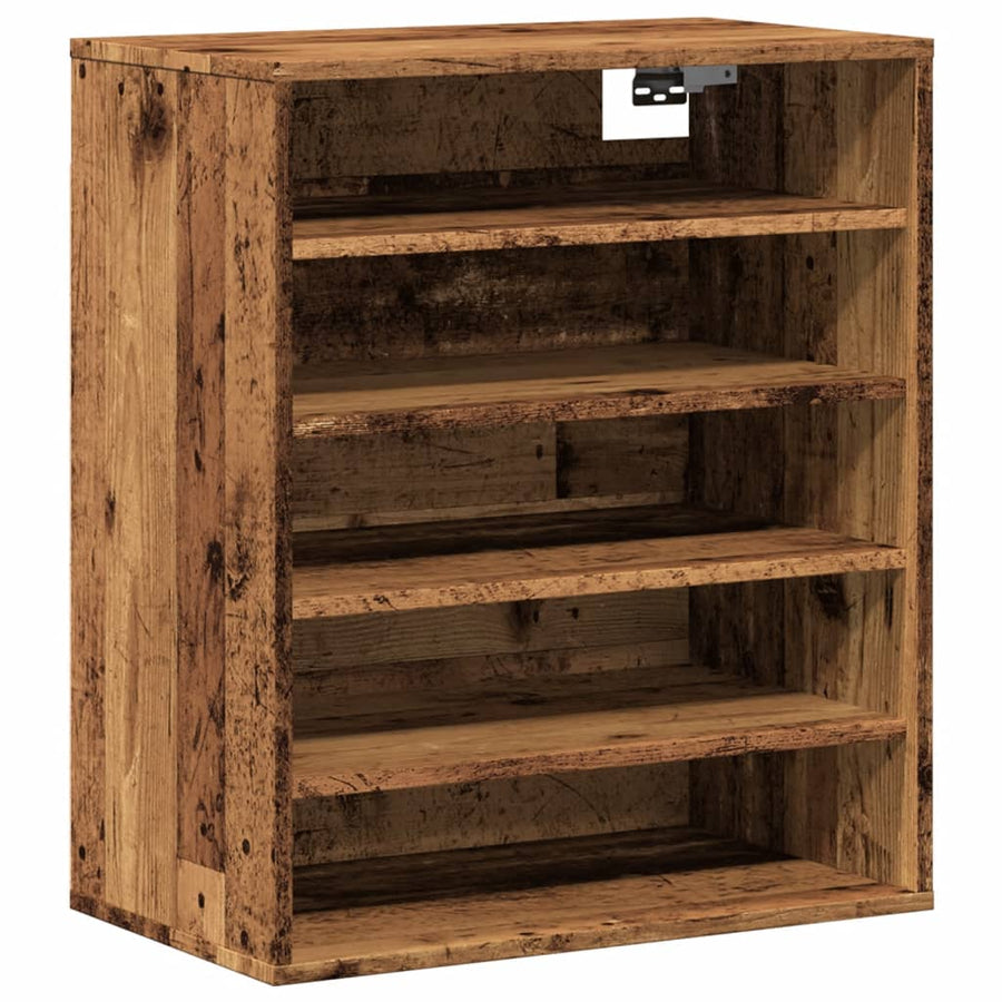 Schoenenkast 60x35x70 cm bewerkt hout oud houtkleurig
