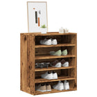 Schoenenkast 60x35x70 cm bewerkt hout oud houtkleurig
