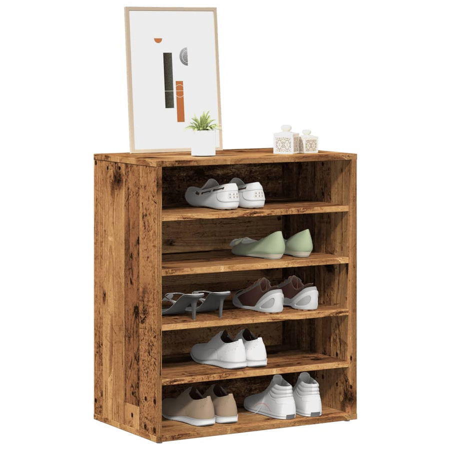 Schoenenkast 60x35x70 cm bewerkt hout oud houtkleurig