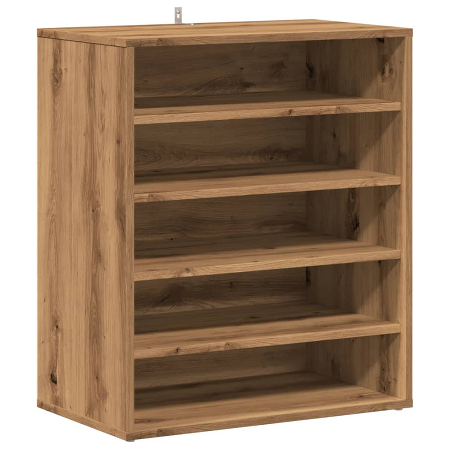 Schoenenkast 60x35x70 cm bewerkt hout artisanaal eikenkleur