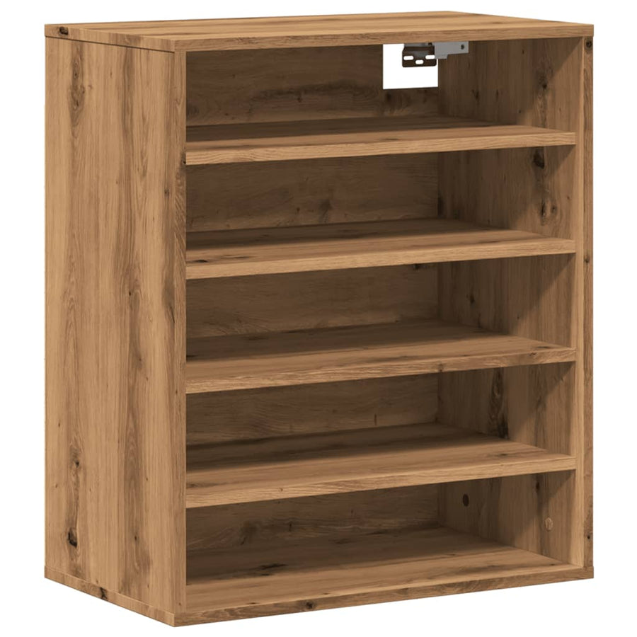 Schoenenkast 60x35x70 cm bewerkt hout artisanaal eikenkleur