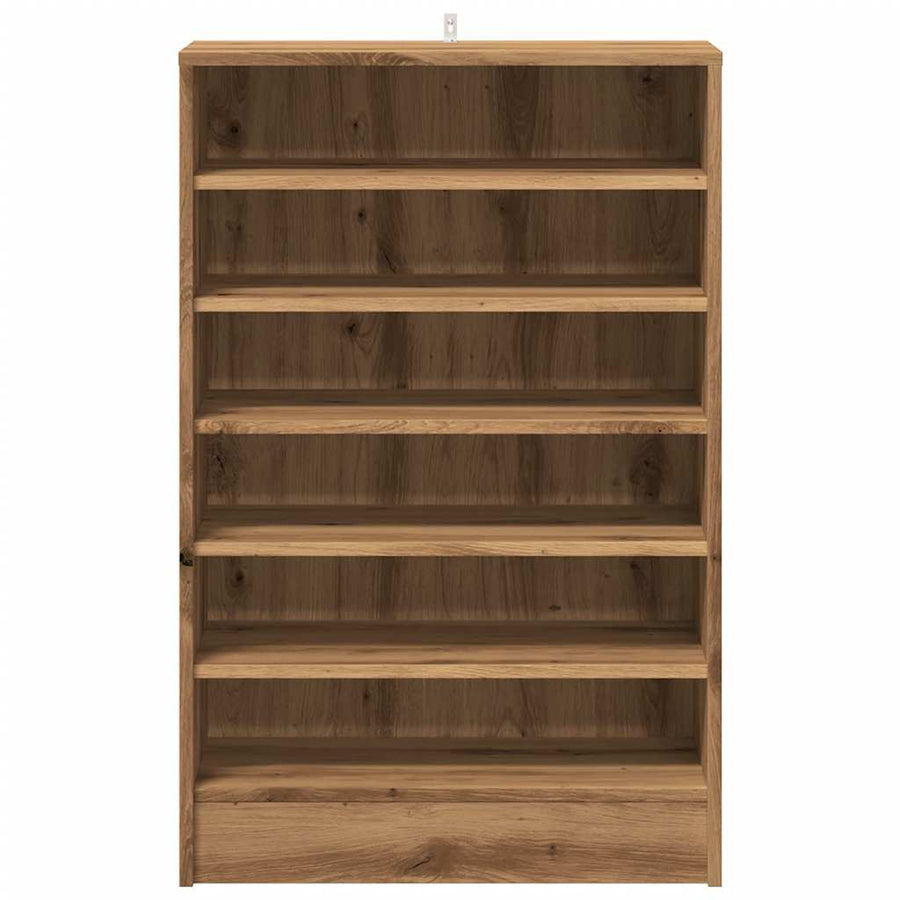 Schoenenkast 60x35x92 cm bewerkt hout artisanaal eikenkleur
