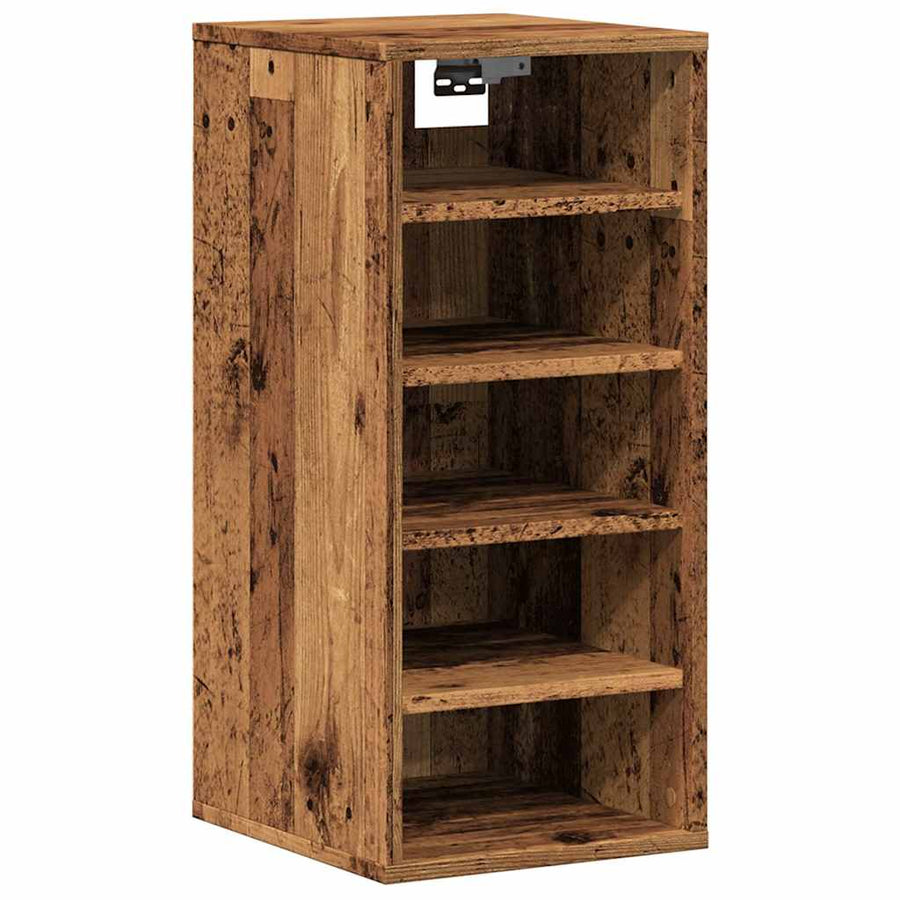 Schoenenkast 32x35x70 cm bewerkt hout oud houtkleurig