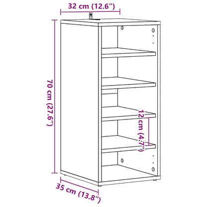 Schoenenkast 32x35x70 cm bewerkt hout oud houtkleurig