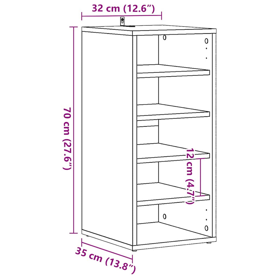 Schoenenkasten 2 st 32x35x70 cm bewerkt hout oud houtkleurig