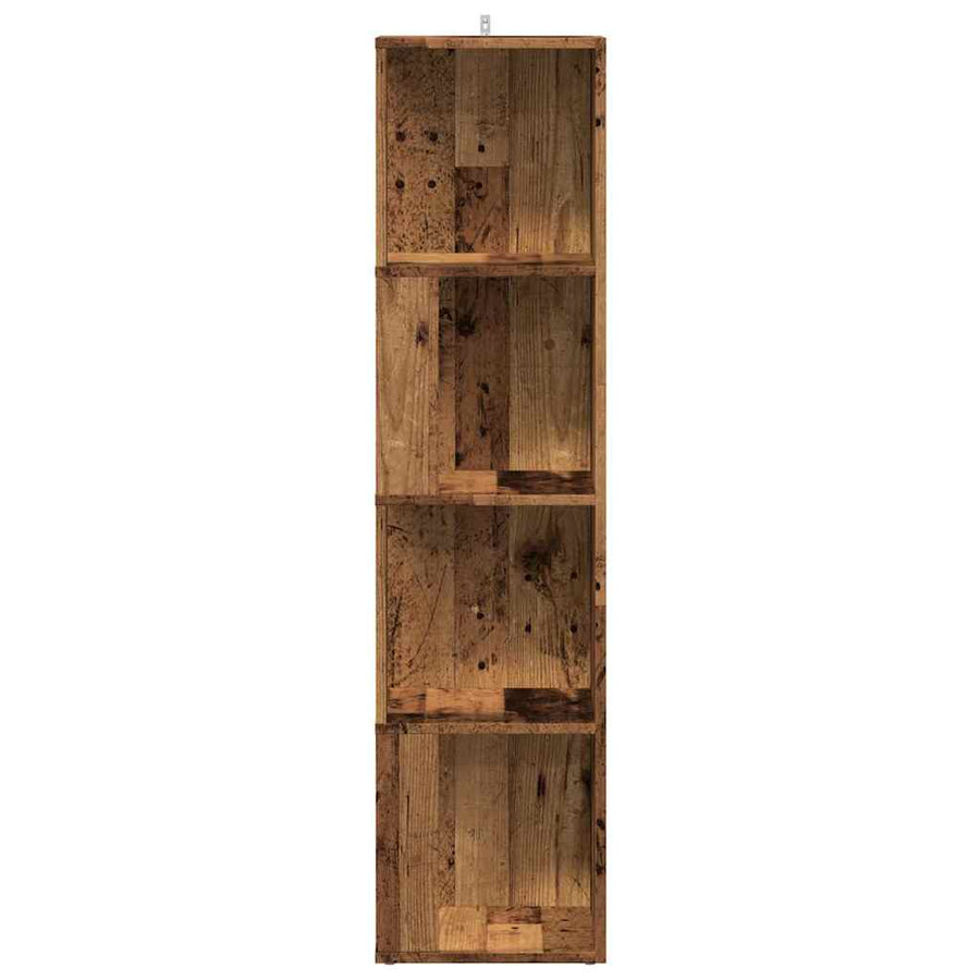 Hoekkast 33x33x132 cm bewerkt hout oud houtkleurig