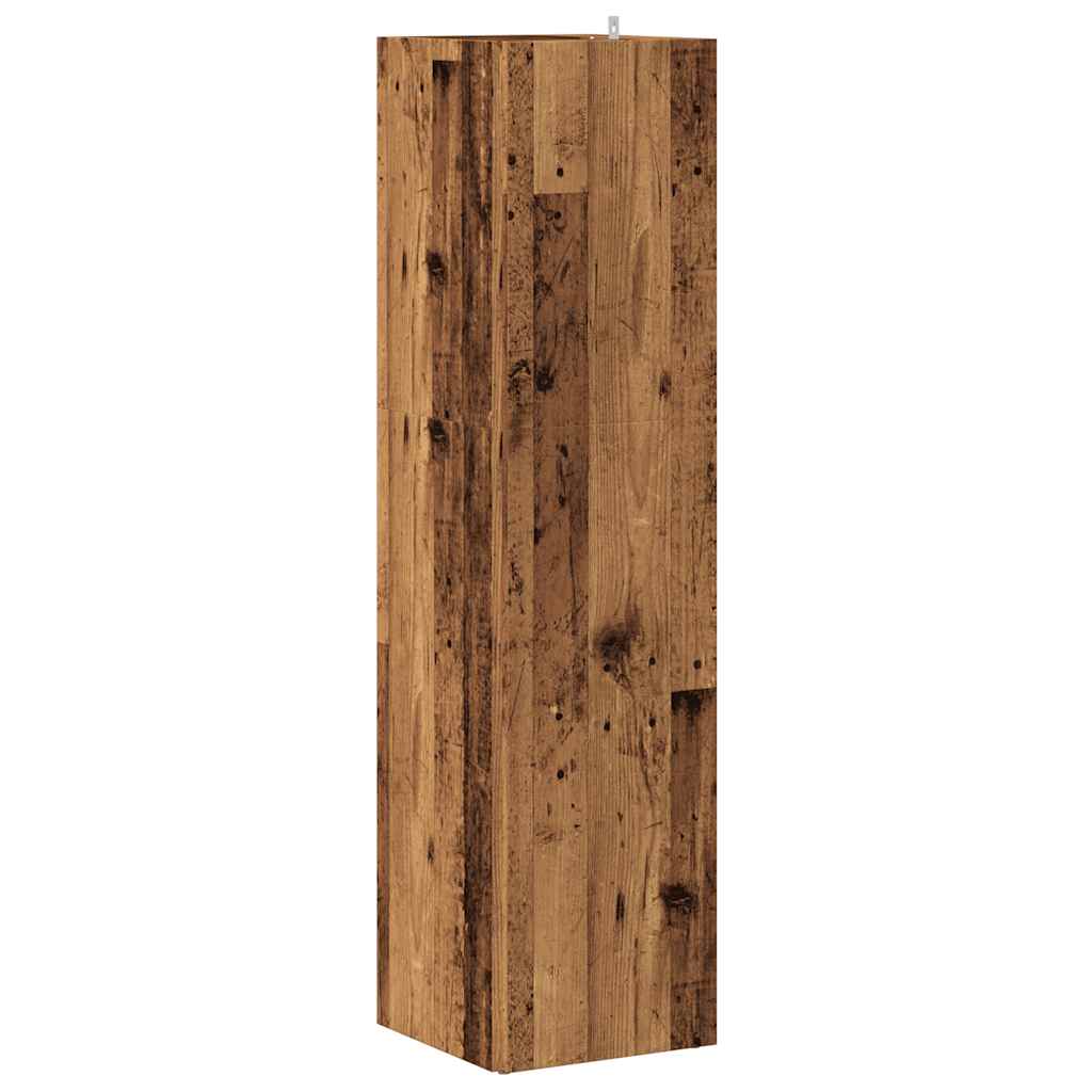 Hoekkast 33x33x132 cm bewerkt hout oud houtkleurig