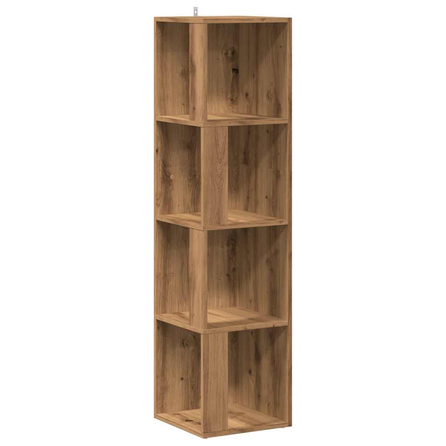 Hoekkast 33x33x132 cm bewerkt hout artisanaal eikenkleur