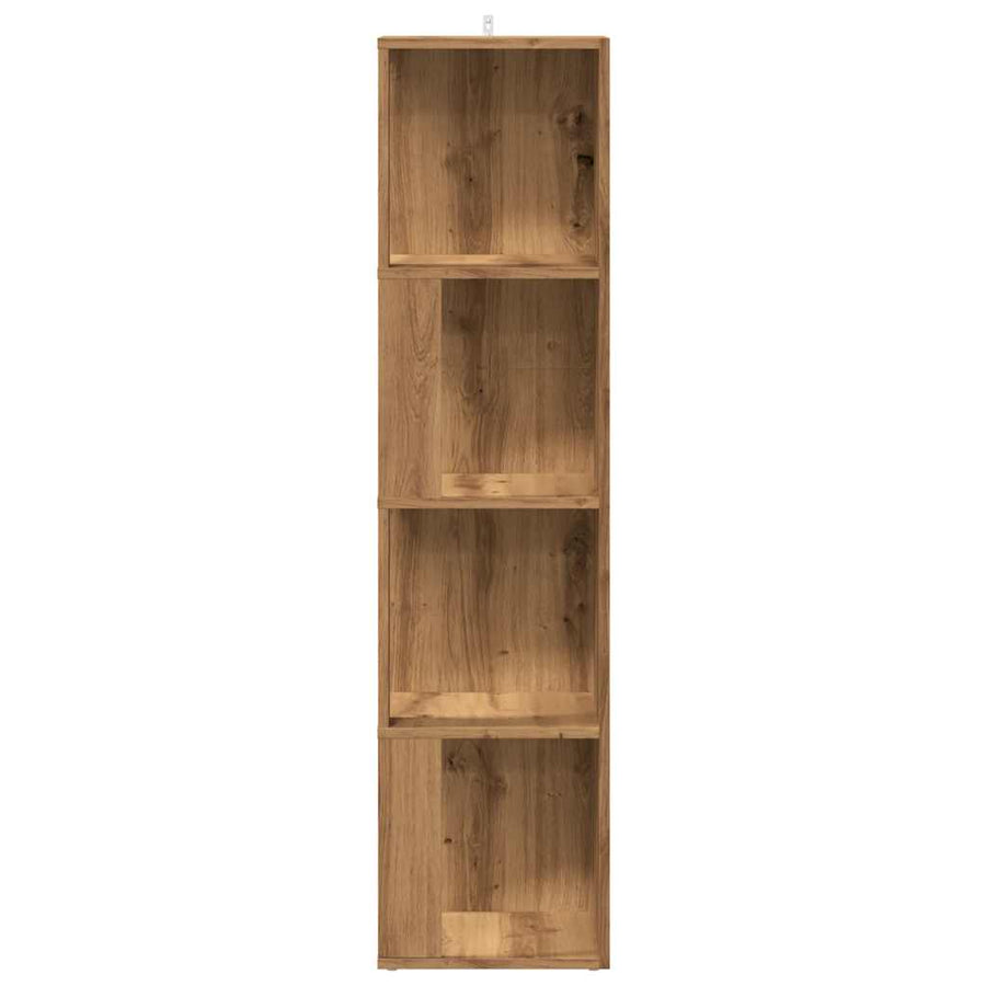 Hoekkast 33x33x132 cm bewerkt hout artisanaal eikenkleur