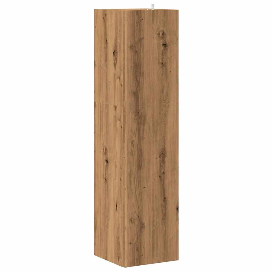 Hoekkast 33x33x132 cm bewerkt hout artisanaal eikenkleur