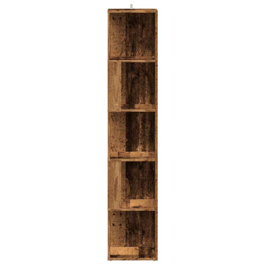 Hoekkast 33x33x165 cm bewerkt hout oud houtkleurig