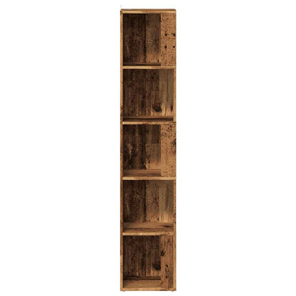 Hoekkast 33x33x165 cm bewerkt hout oud houtkleurig