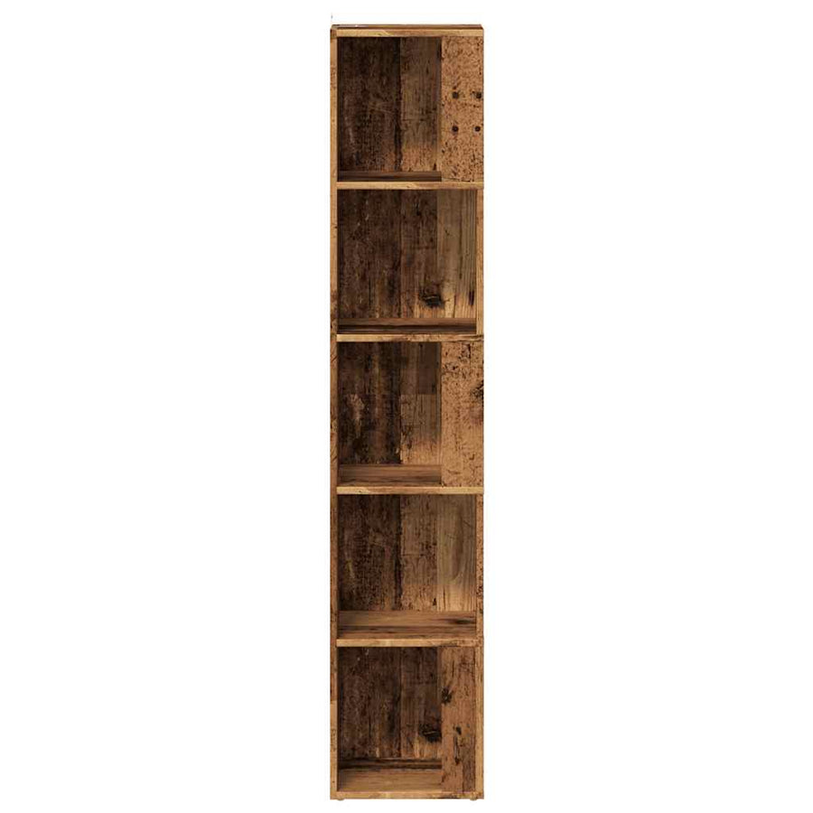 Hoekkast 33x33x165 cm bewerkt hout oud houtkleurig