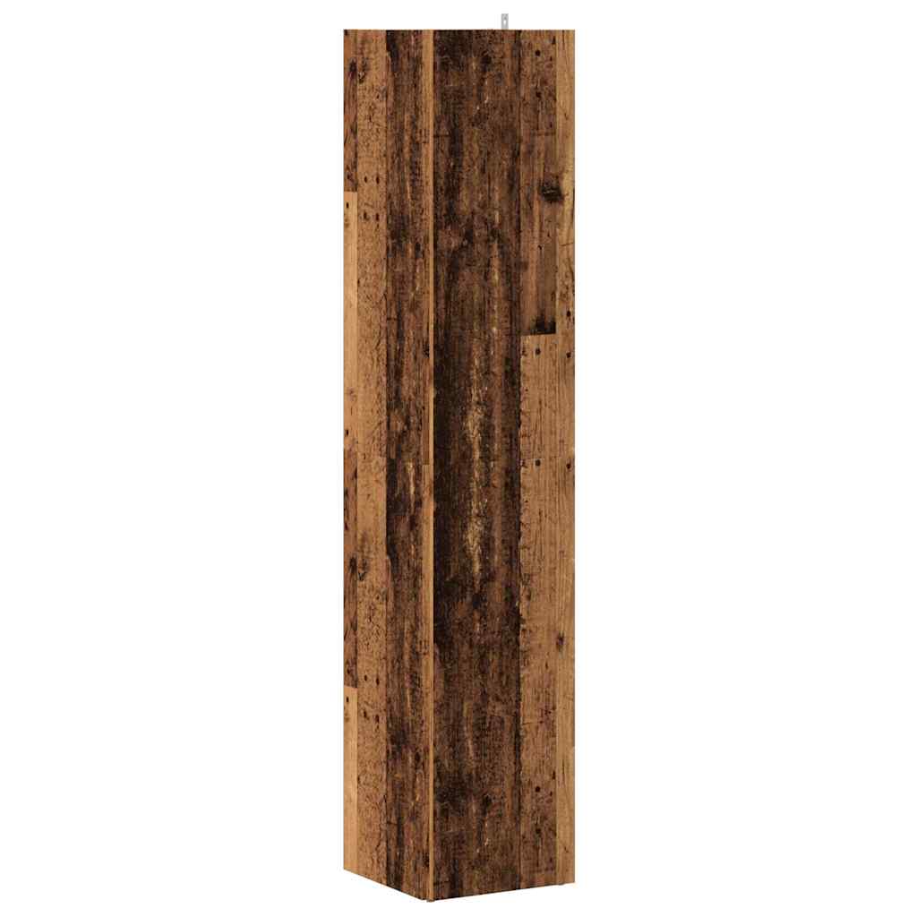 Hoekkast 33x33x165 cm bewerkt hout oud houtkleurig