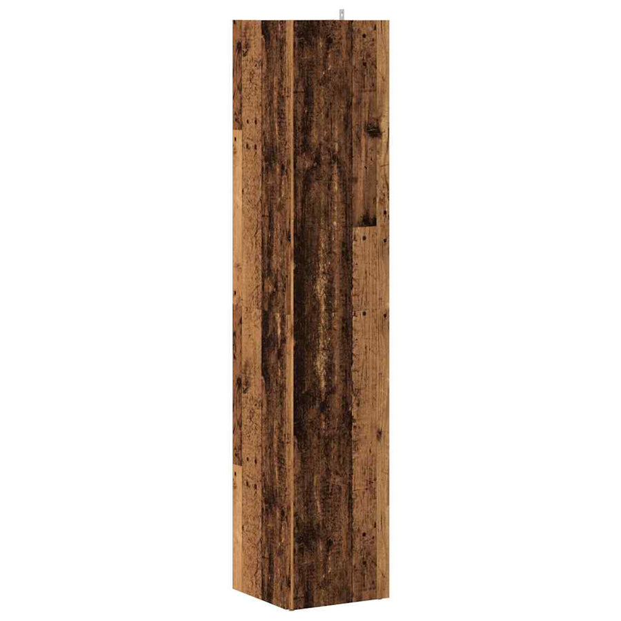 Hoekkast 33x33x165 cm bewerkt hout oud houtkleurig