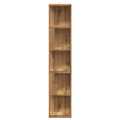 Hoekkast 33x33x165 cm bewerkt hout artisanaal eikenkleur