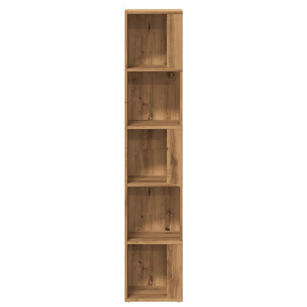Hoekkast 33x33x165 cm bewerkt hout artisanaal eikenkleur