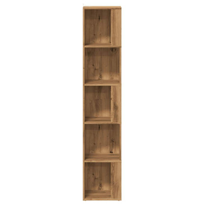 Hoekkast 33x33x165 cm bewerkt hout artisanaal eikenkleur