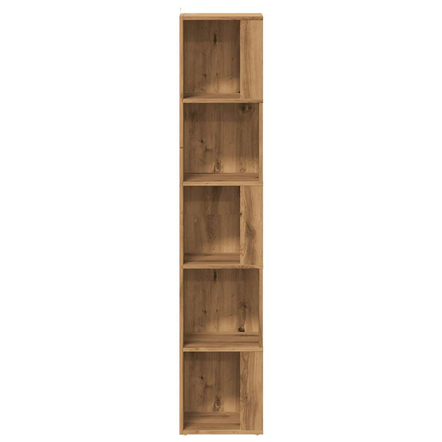 Hoekkast 33x33x165 cm bewerkt hout artisanaal eikenkleur