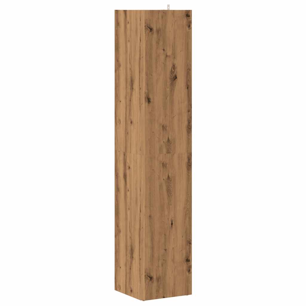 Hoekkast 33x33x165 cm bewerkt hout artisanaal eikenkleur