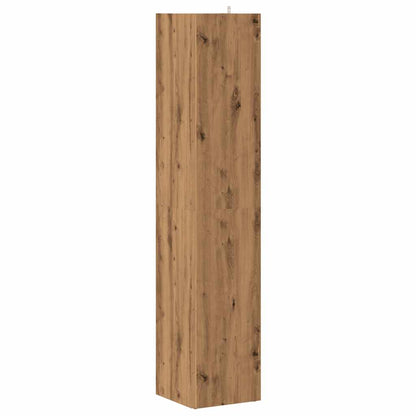 Hoekkast 33x33x165 cm bewerkt hout artisanaal eikenkleur
