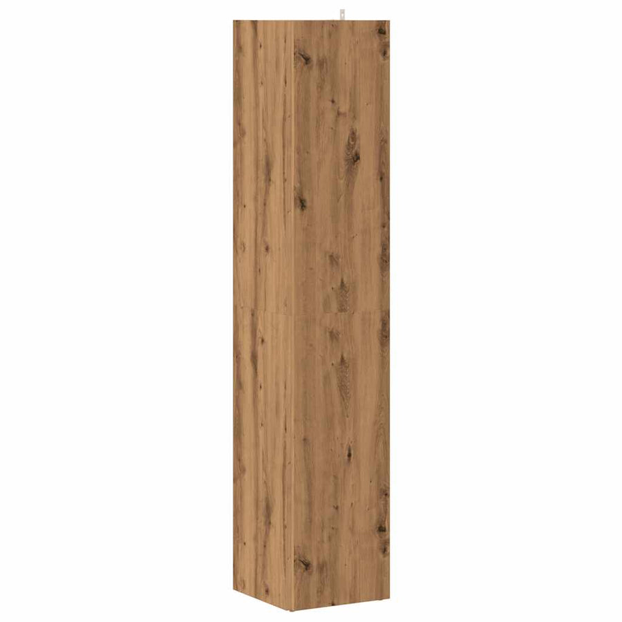 Hoekkast 33x33x165 cm bewerkt hout artisanaal eikenkleur