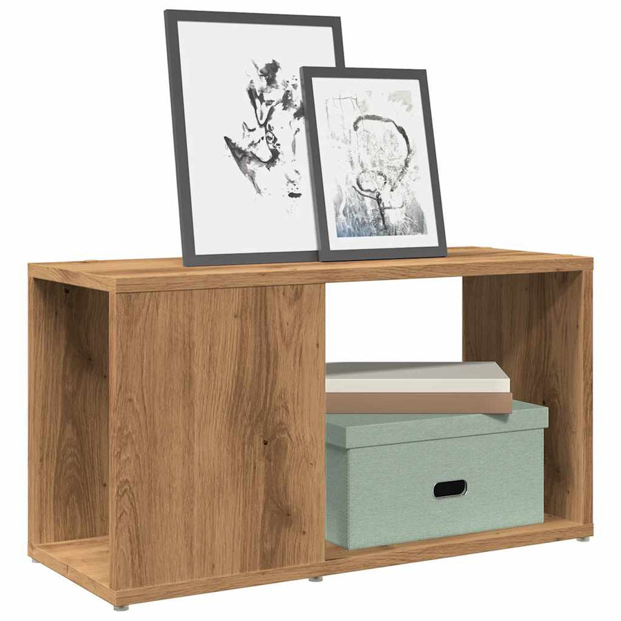 Tv-meubel 60x24x32 cm bewerkt hout artisanaal eikenkleur