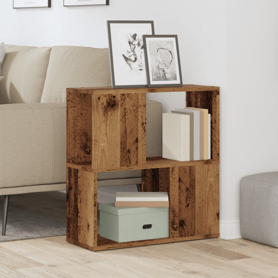 Boekenkast 60x24x63 cm bewerkt hout oud houtkleurig