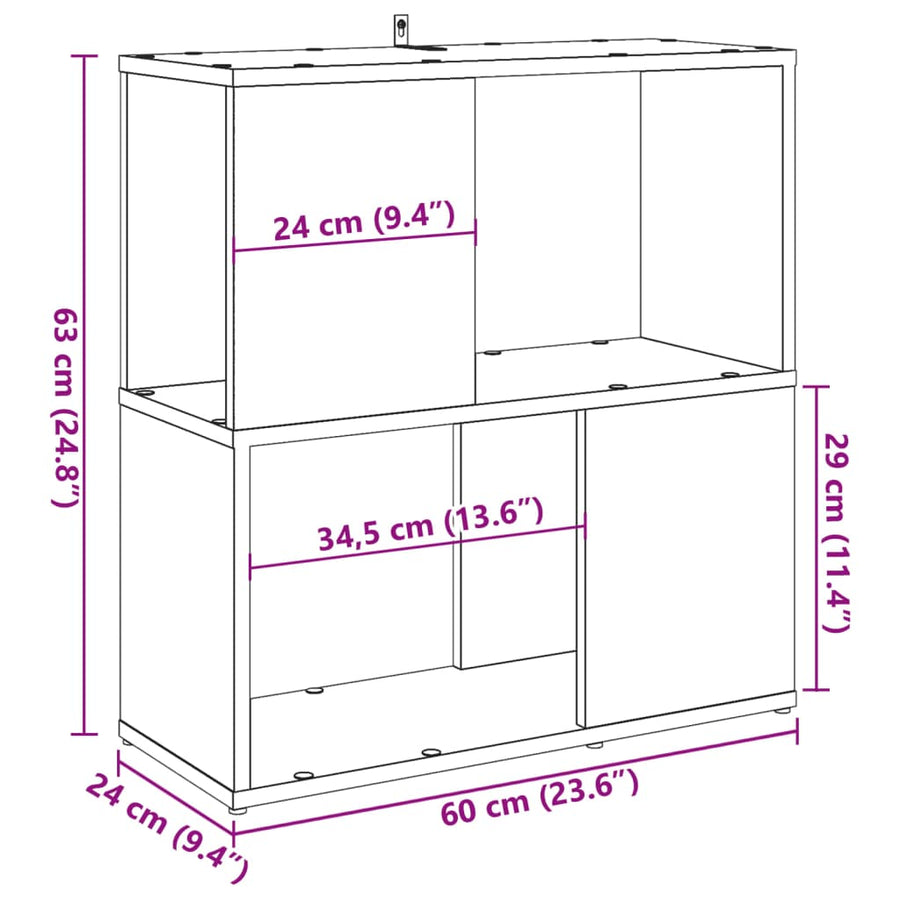 Boekenkast 60x24x63 cm bewerkt hout artisanaal eikenkleur