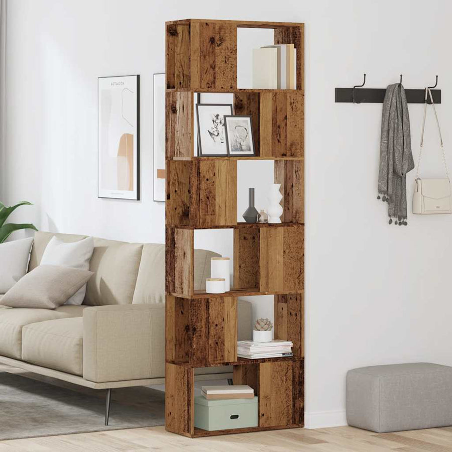 Boekenkast/kamerscherm 60x24x186 cm oud houtkleurig