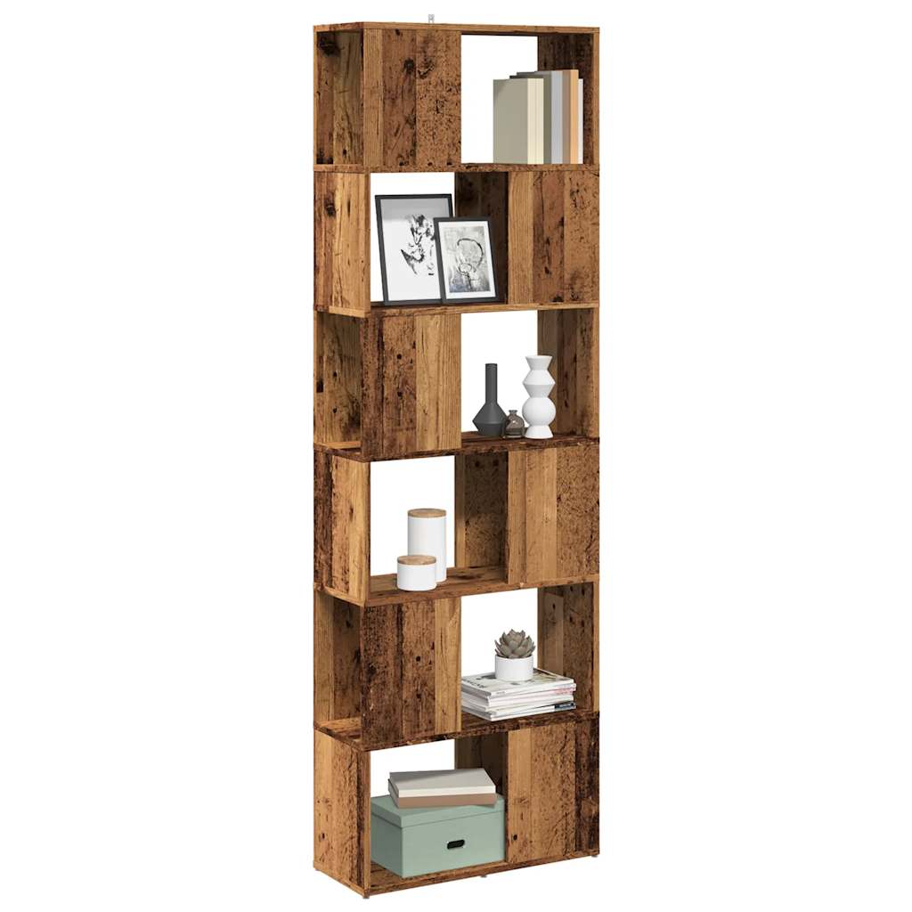Boekenkast/kamerscherm 60x24x186 cm oud houtkleurig