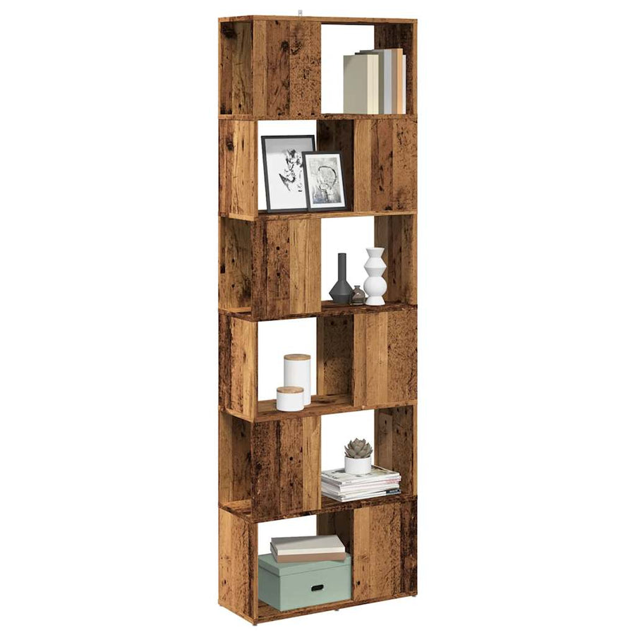 Boekenkast/kamerscherm 60x24x186 cm oud houtkleurig