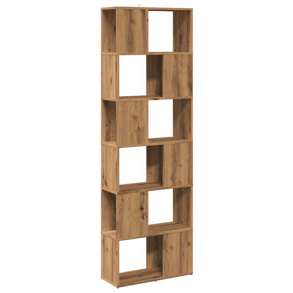 Boekenkast/kamerscherm 60x24x186 cm artisanaal eikenkleur