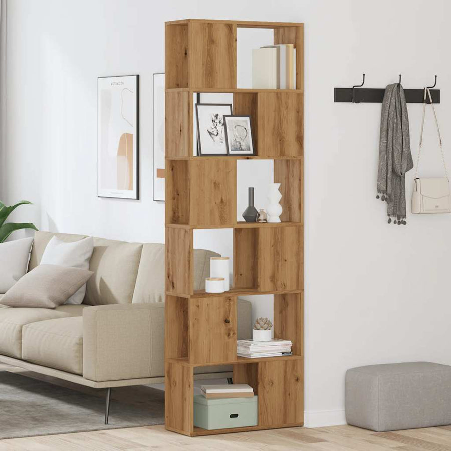 Boekenkast/kamerscherm 60x24x186 cm artisanaal eikenkleur