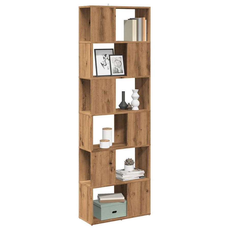 Boekenkast/kamerscherm 60x24x186 cm artisanaal eikenkleur
